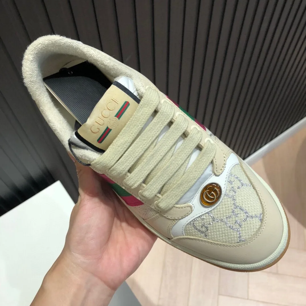 Gucci Women’s Screener GG Low-Top Beige Pink Green - Image 3