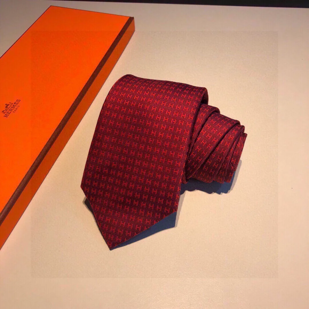 Hermes Faconnee H Tie Cardinal Hermes Men Tie 44 - Image 6