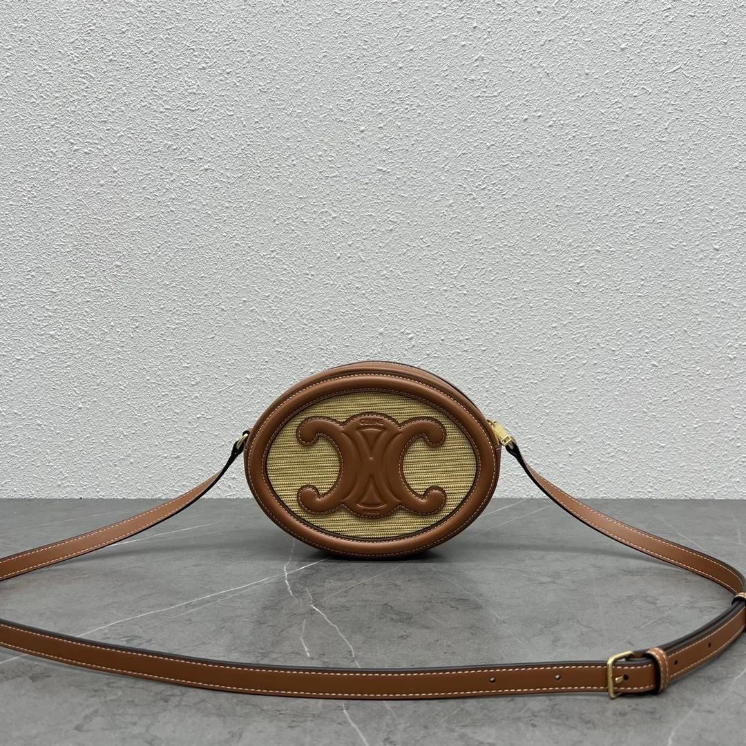 Alternative view of Celine Oval Bag Cuir Triomphe In Textile Natural / Tan / .02NT