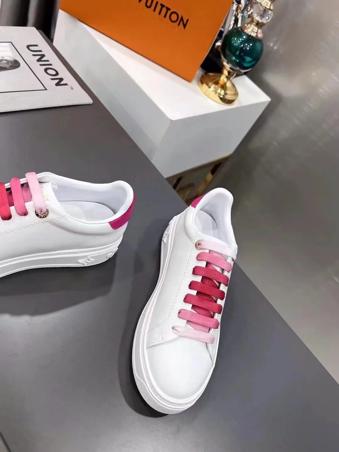Louis Vuitton Time Out Sneaker Fuchsia Pink LV 1AA1BN - Image 4