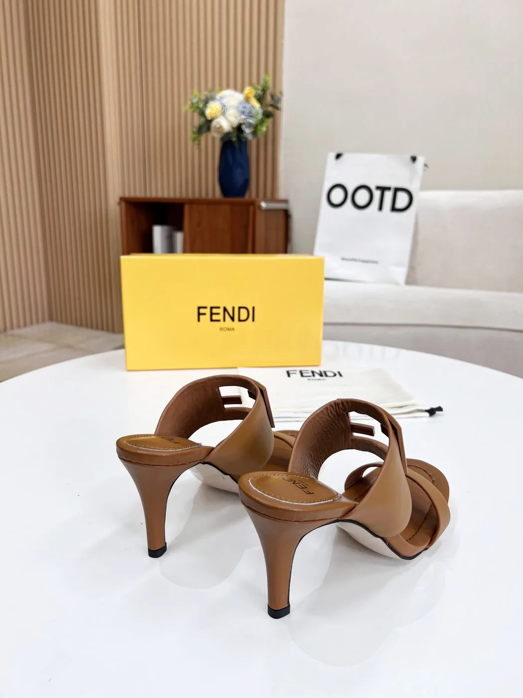 Fendi Baguette Brown Heels - Image 6