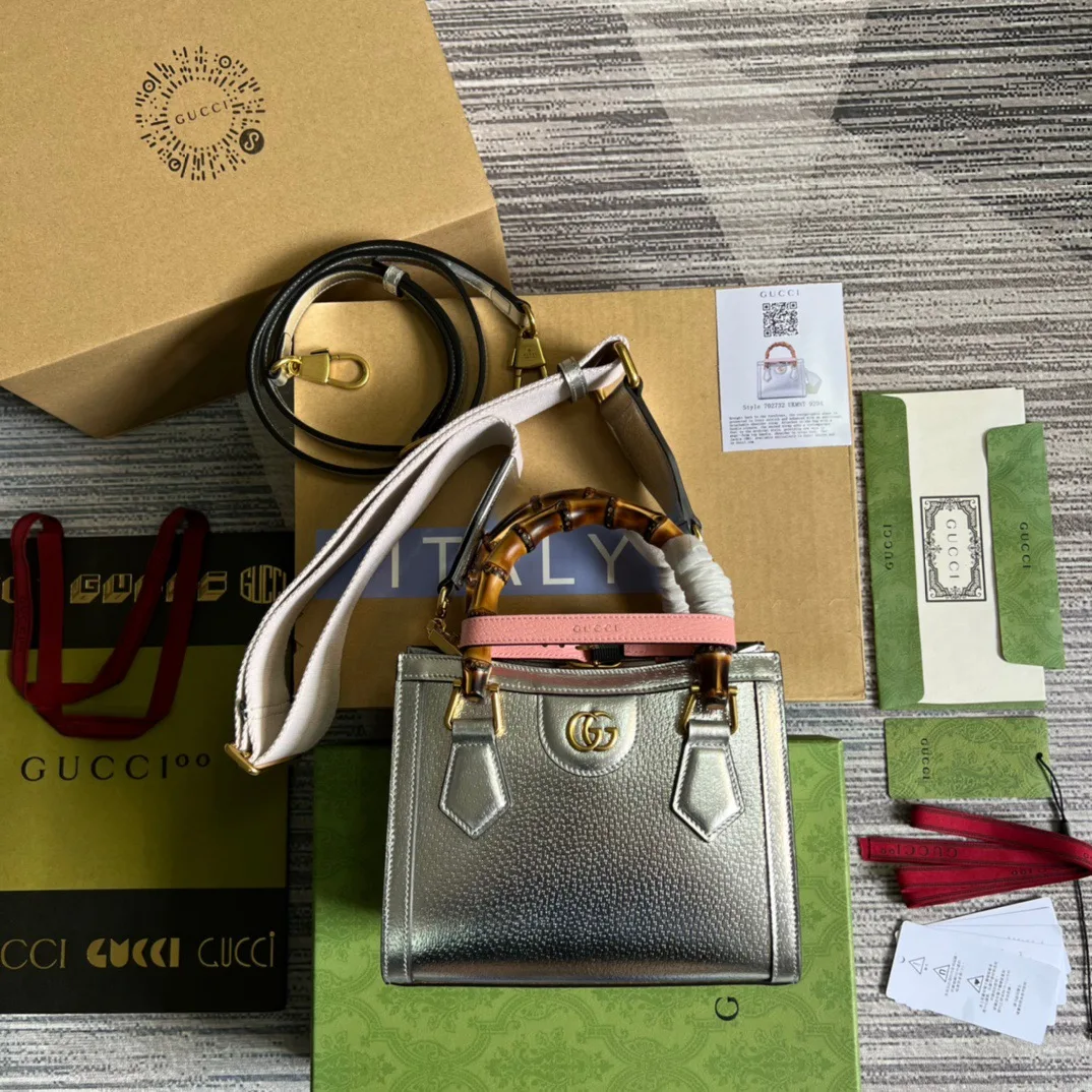 Gucci Diana Mini Tote Bag Silver - Image 6