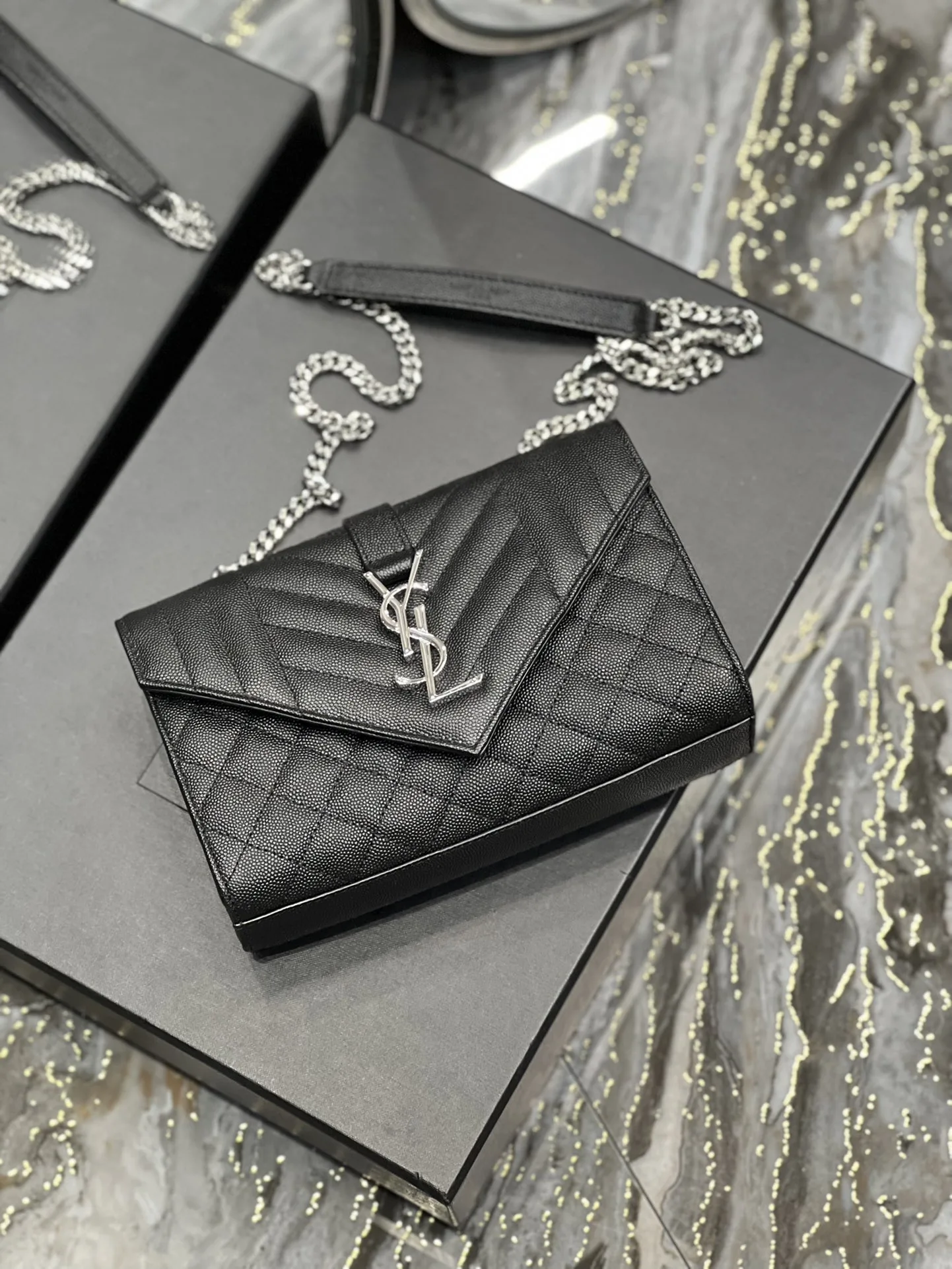 Saint Laurent Small Bag Black In Mix Matelasse / YSL - Image 9