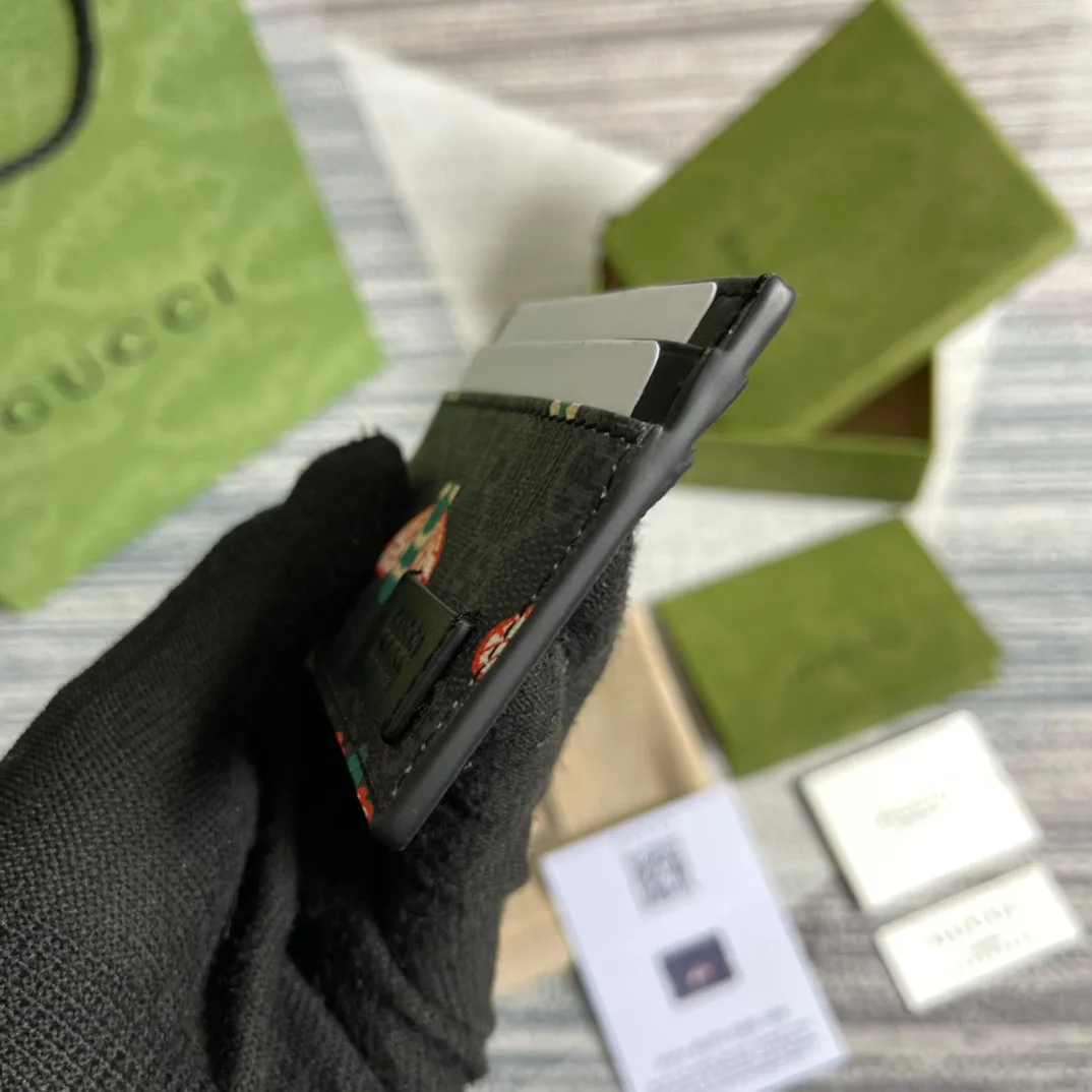 Gucci Card Case Black with Bees / - Image 6