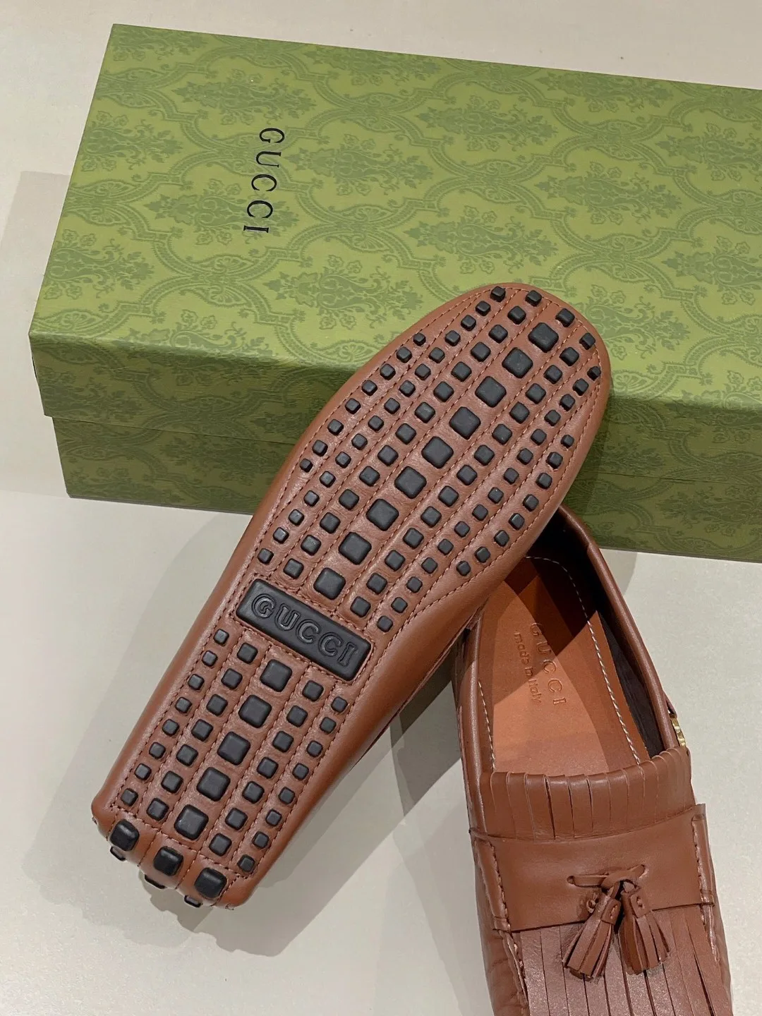 Gucci Men’s Loafer With Driver Interlocking G Brown - Image 8