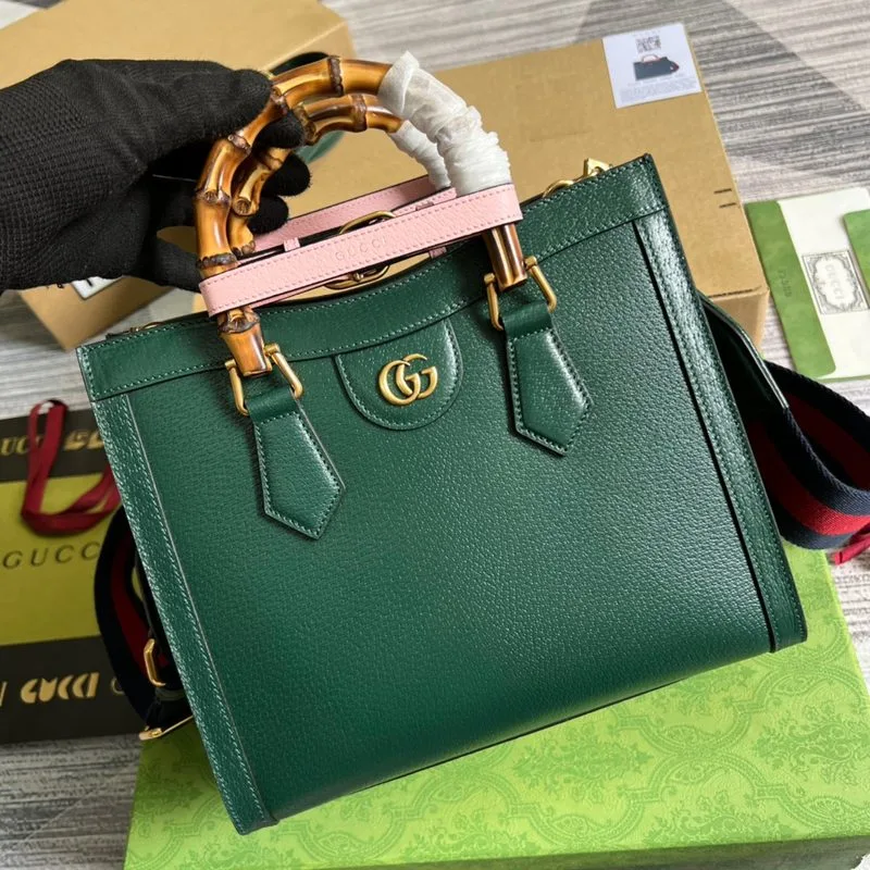 Gucci Diana Medium Tote Bag / Green Gold Hardware - Image 5