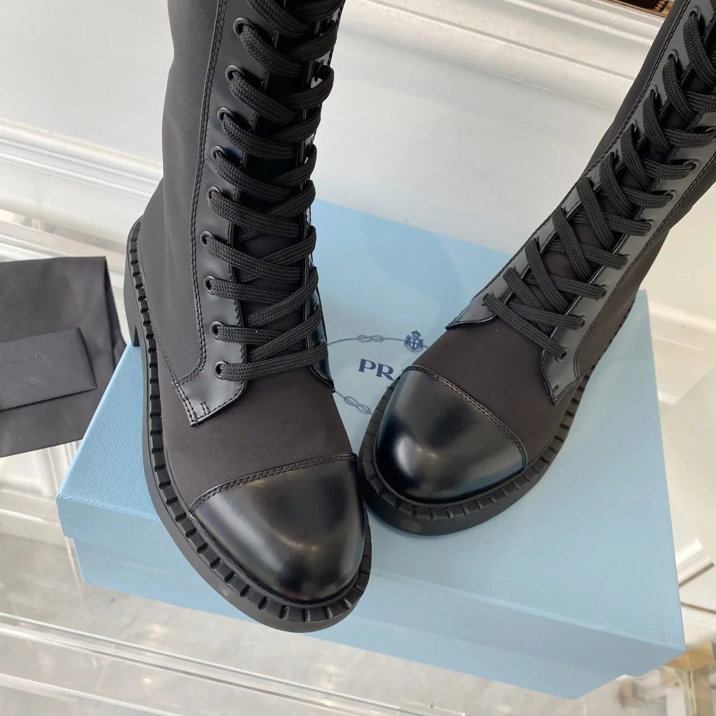 Prada Brushed And Re-Nylon Boots Black - Image 3
