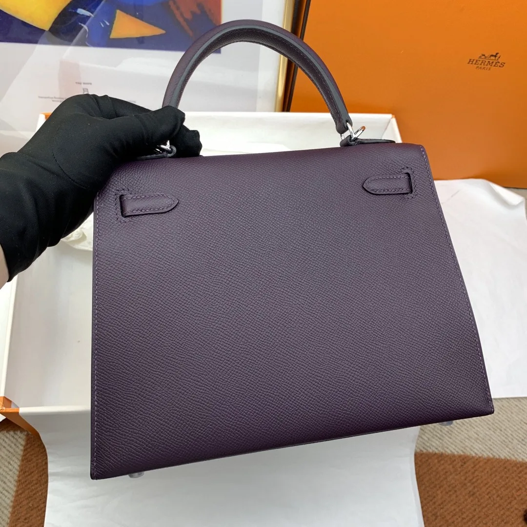Hermes Kelly 25 Sellier Epsom Dark Purple Bag - Image 4