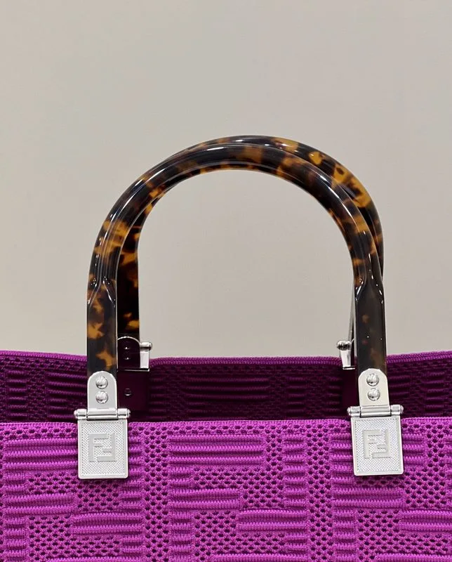 Fendi Sunshine Medium Purple FF fabric shopper Bag For Woman / 8BH386AHWCF037T - Image 6