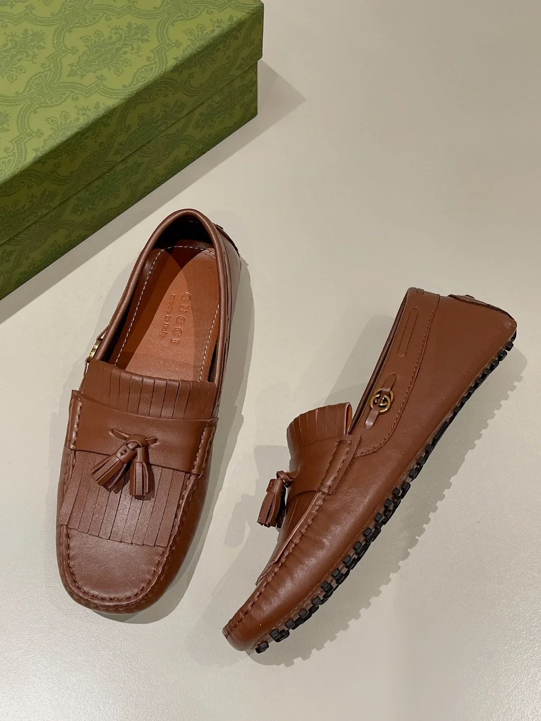 Gucci Men’s Loafer With Driver Interlocking G Brown - Image 7