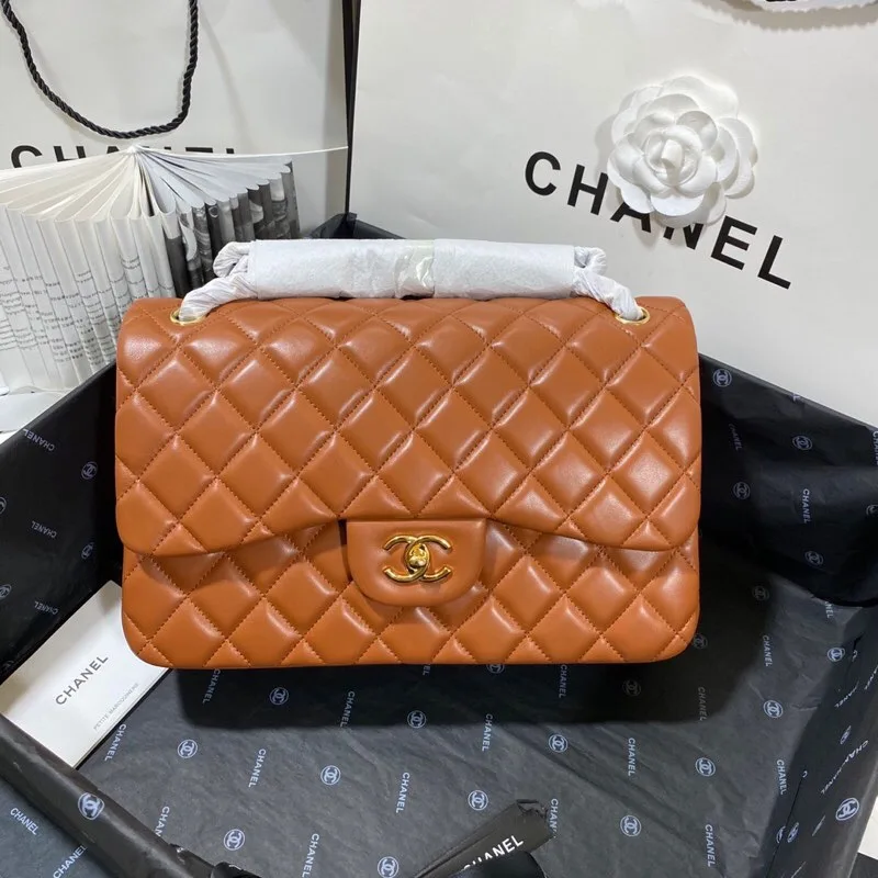 Alternative view of Chanel Classic Double Flap Bag Large Crossbody / Brown Gold Hardware