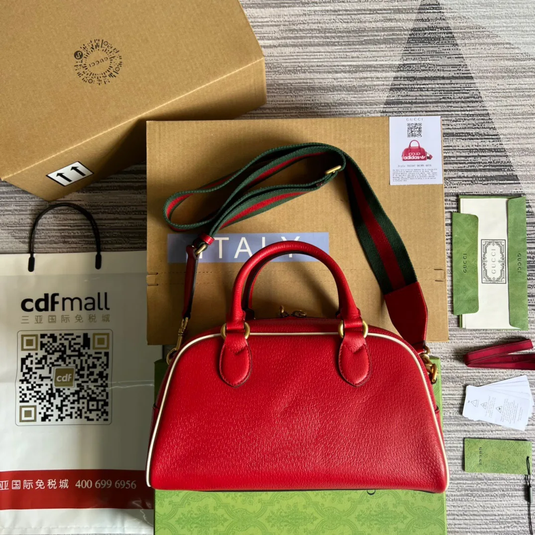 Gucci x Adidas Mini Duffle Bag Red / GG - Image 3