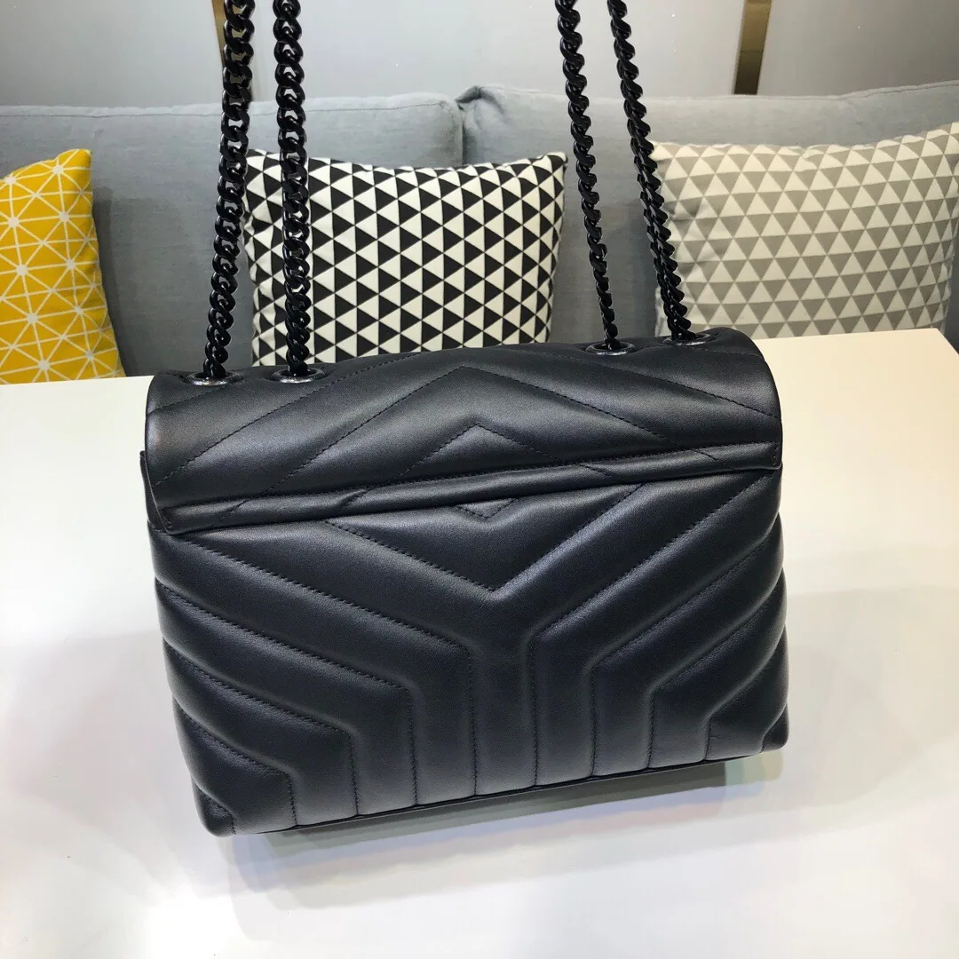 Saint Laurent Loulou Small Chain Bag In Matelassé Y Black / YSL - Image 8