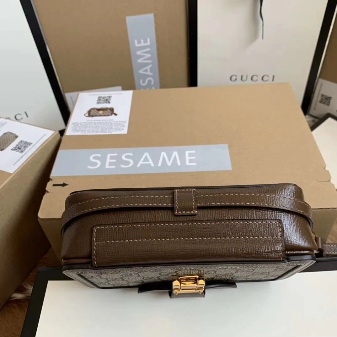 Alternative view of GG Mini Bag With Clasp Closure Beige/Ebony GG Supreme Canvas /