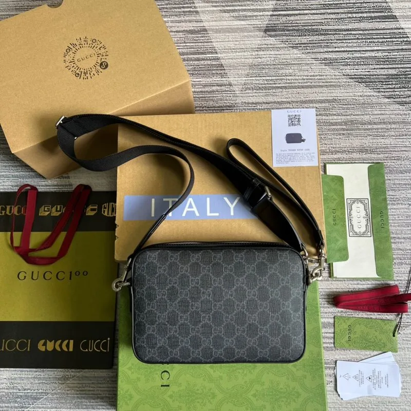 Gucci Shoulder Bag With Interlocking G / Black GG Supreme Canvas - Image 7