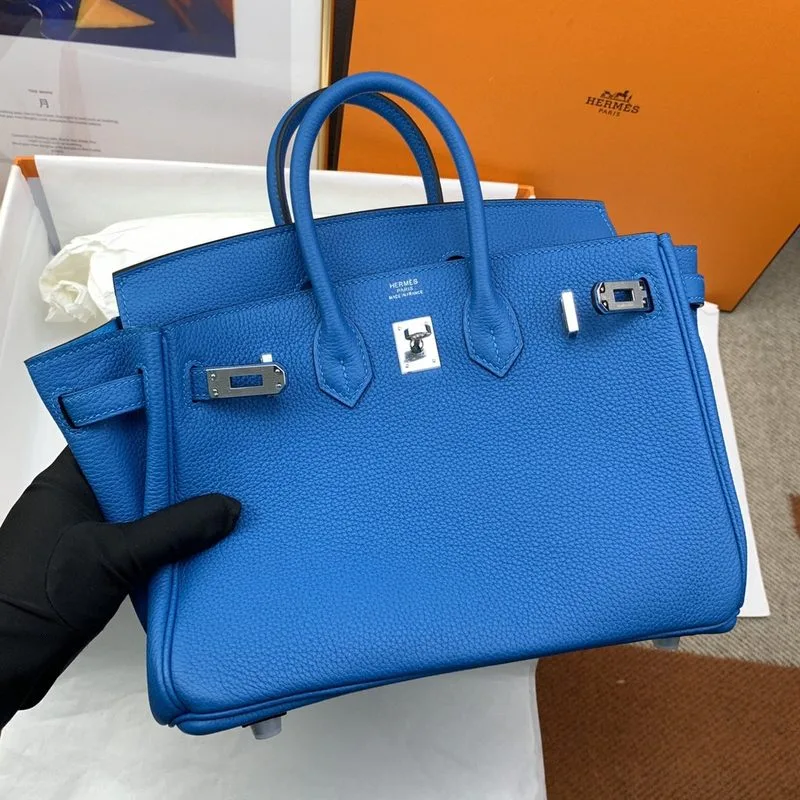 Alternative view of Hermes Birkin Top Handle Bag / Nata Togo Leather Blue Silver Hardware