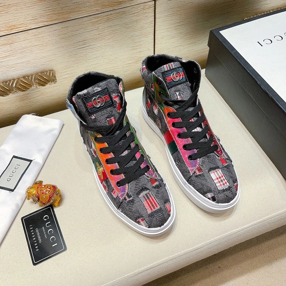 Gucci Men’s Basket Jean’s High Top With Bee Sneaker Black - Image 8