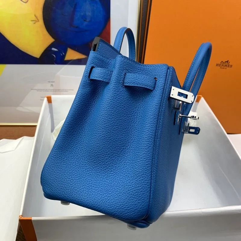 Hermes Birkin Top Handle Bag / Nata Togo Leather Blue Silver Hardware - Image 7