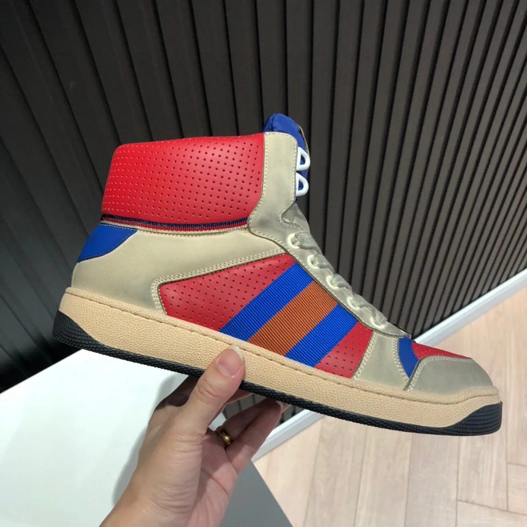 Gucci Men’s Screener High-Top White Red Blue - Image 7