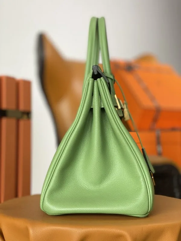 Hermes Birkin Top Handle Bag / Nata Swift Green Gold Hardware - Image 7