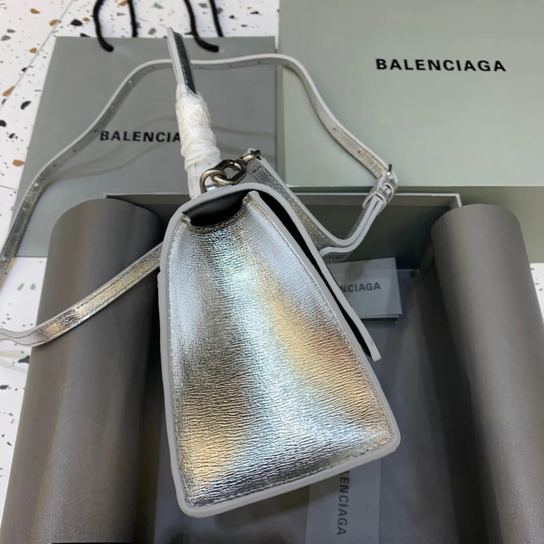 Balenciaga Hourglass Small Handbag In Sliver - Image 3