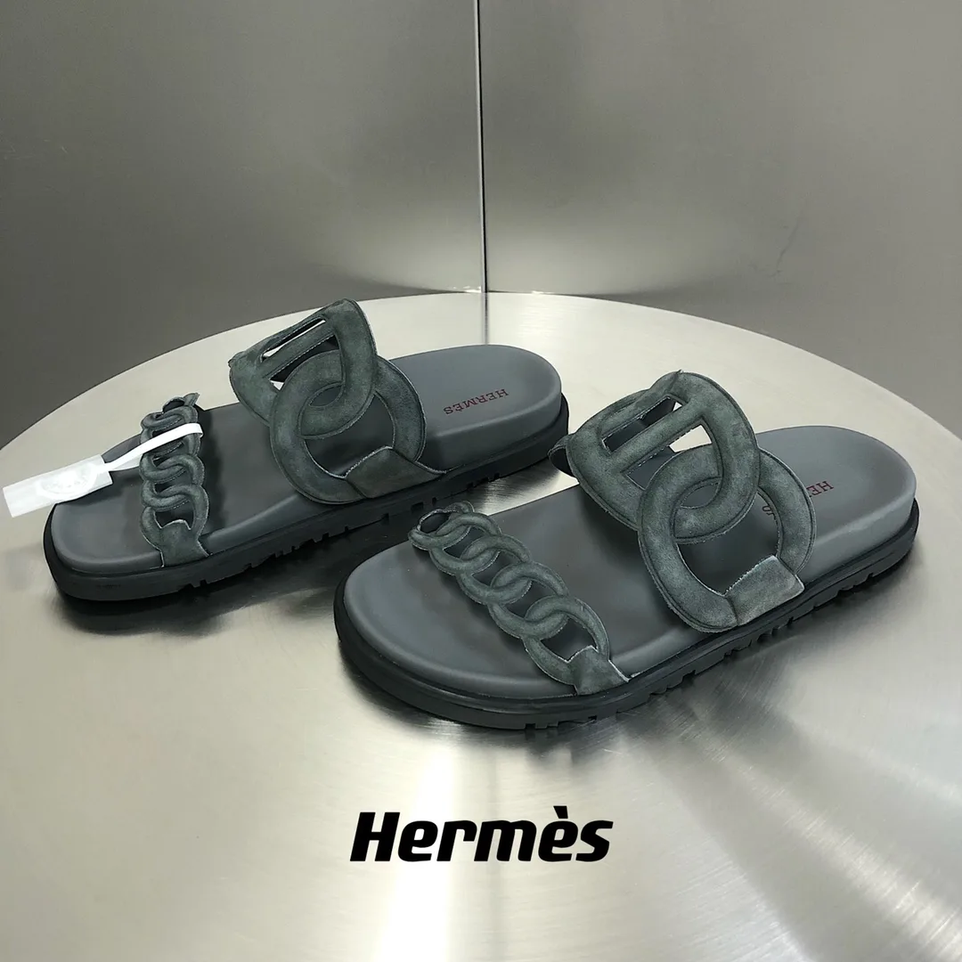 Hermes Extra Sandal Dark Grey - Image 10