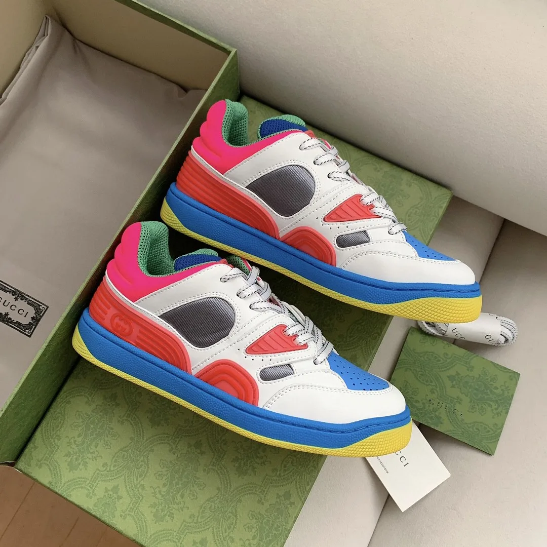 Gucci Men’s Basket Sneaker White Pink And Blue - Image 4