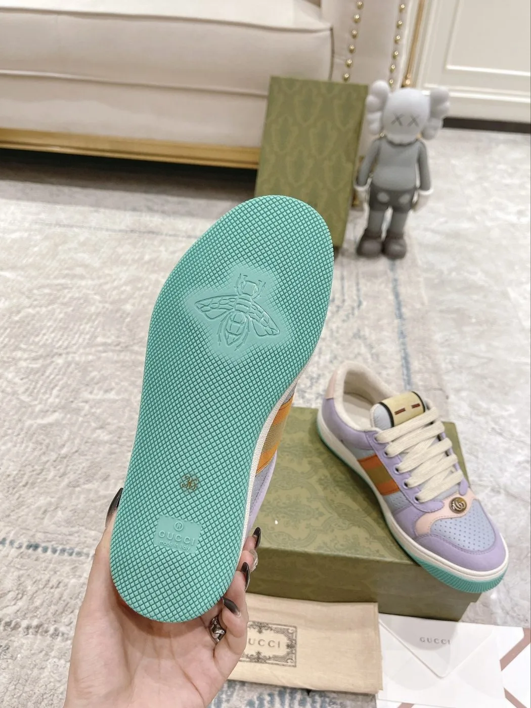 Gucci Women’s Gucci Lovelight Screener Sneaker Lilac - Image 4