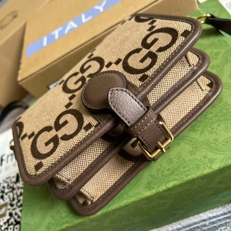 Alternative view of Gucci Ophidia Mini Jumbo GG Bag Camel And Ebony Jumbo GG Canvas /