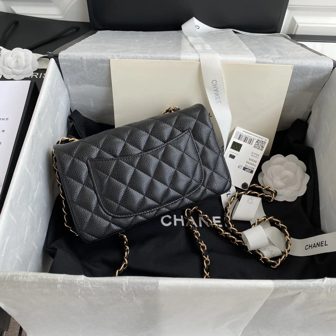 Chanel Classic Flap Bag Small Crossbody / Black Gold Hardware - Image 3