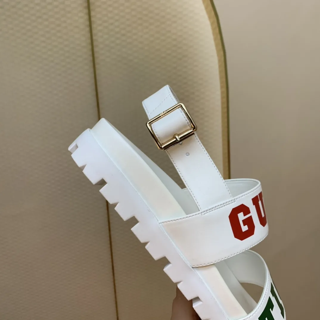 Gucci Women’s Tiger And Buckle Sandal White - Image 3