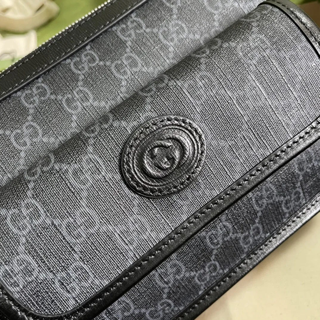 Gucci Messenger Bag With Interlocking G Black Supreme Canvas / - Image 4