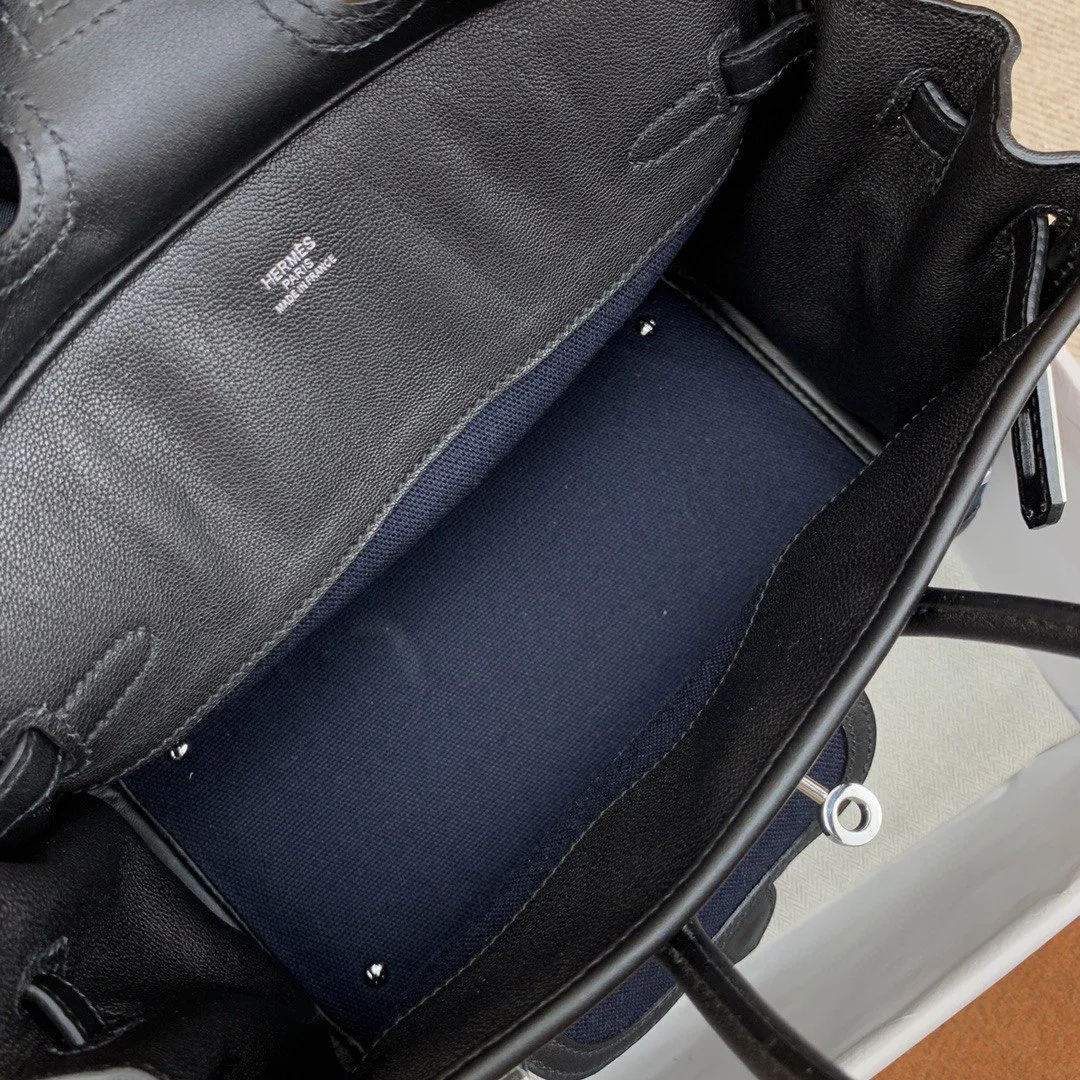 Hermes Birkin Cargo 25 Top Handle Bag / Dark Blue Silver Hardware - Image 4