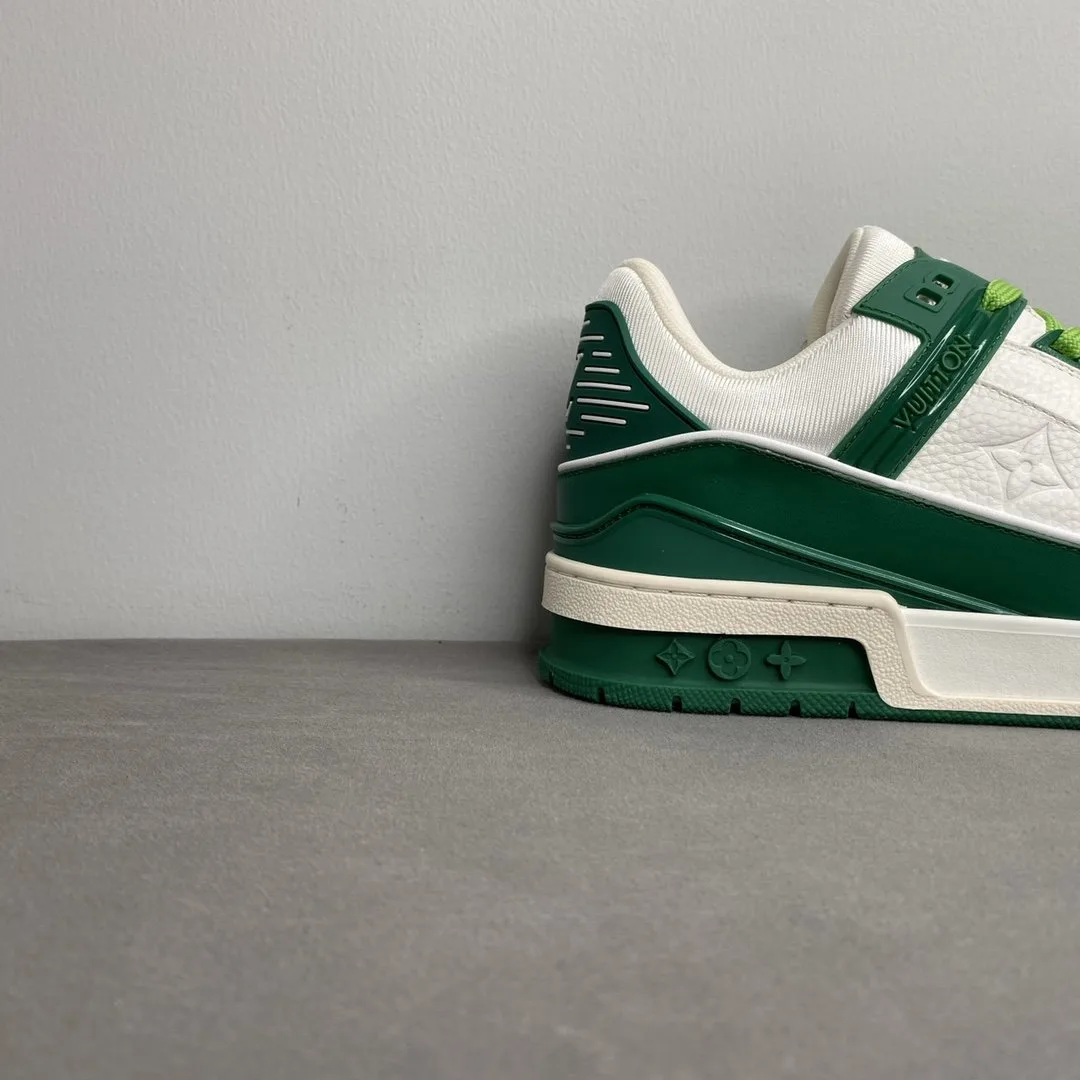 Louis Vuitton Trainer Sneaker Mix Of Materials White/Green Virgil Abloh LV 1A9VNK - Image 2