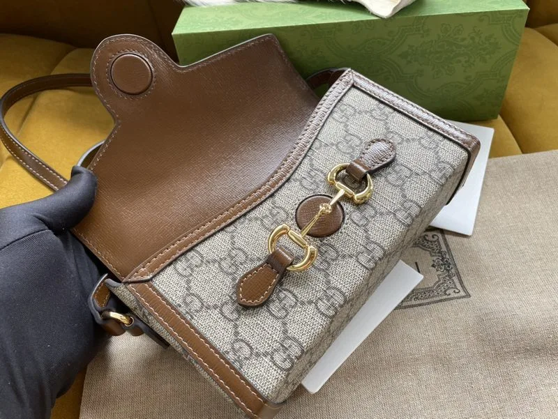 Gucci Childrens Horsebit 1955 Mini Bag / Beige Gold Hardware - Image 5