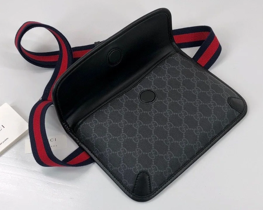 Gucci GG Black Belt Bag Black/Grey GG Supreme Canvas With Black / - Image 2
