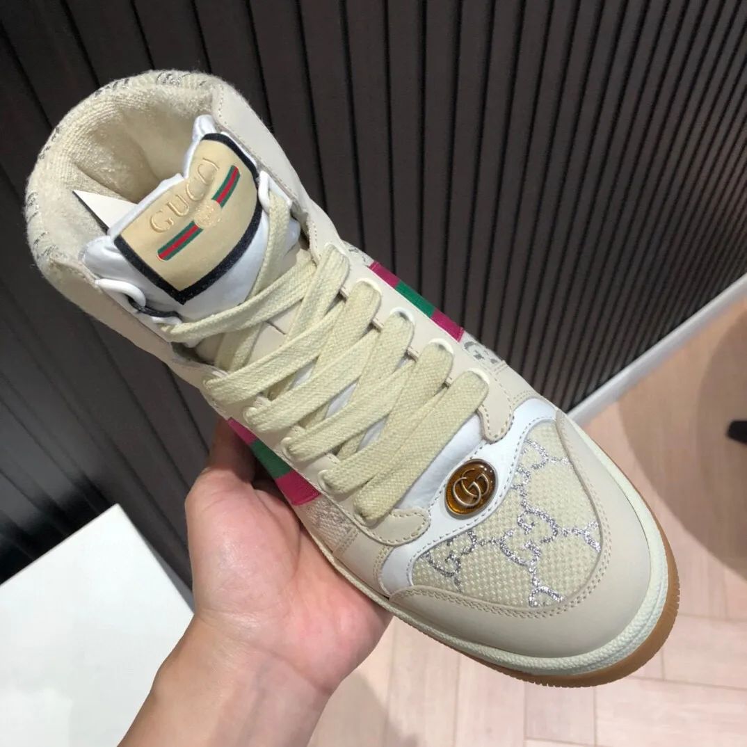 Alternative view of Gucci Men’s Screener GG High-Top Beige Pink Green