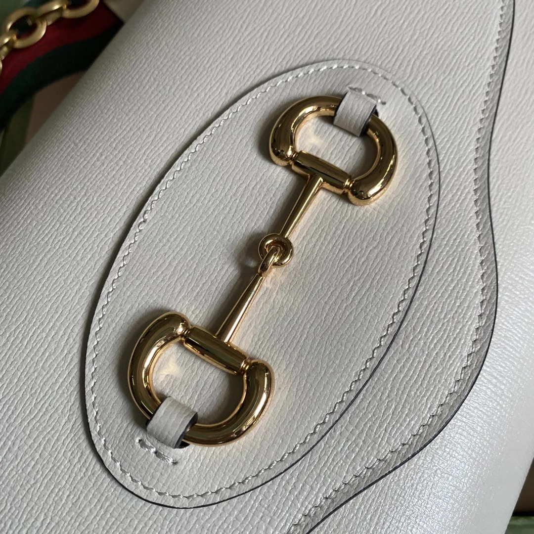 Gucci Horsebit 1955 Small Bag White / GG - Image 4