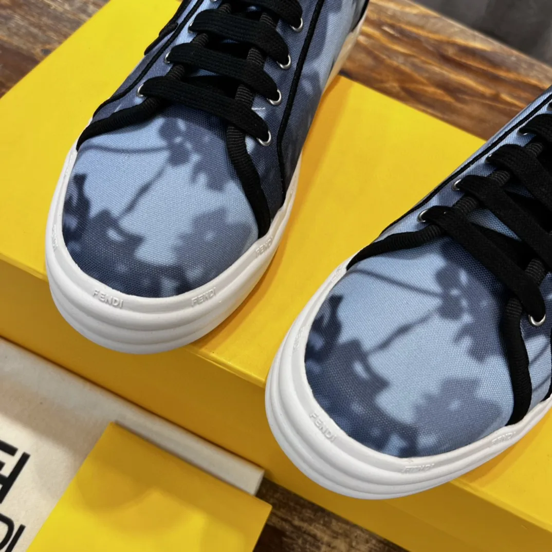 Fendi Domino Fabric Sneakers Blue - Image 8