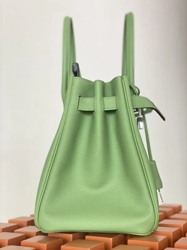 Hermes Birkin Top Handle Bag / Nata Swift Green Silver Hardware - Image 3