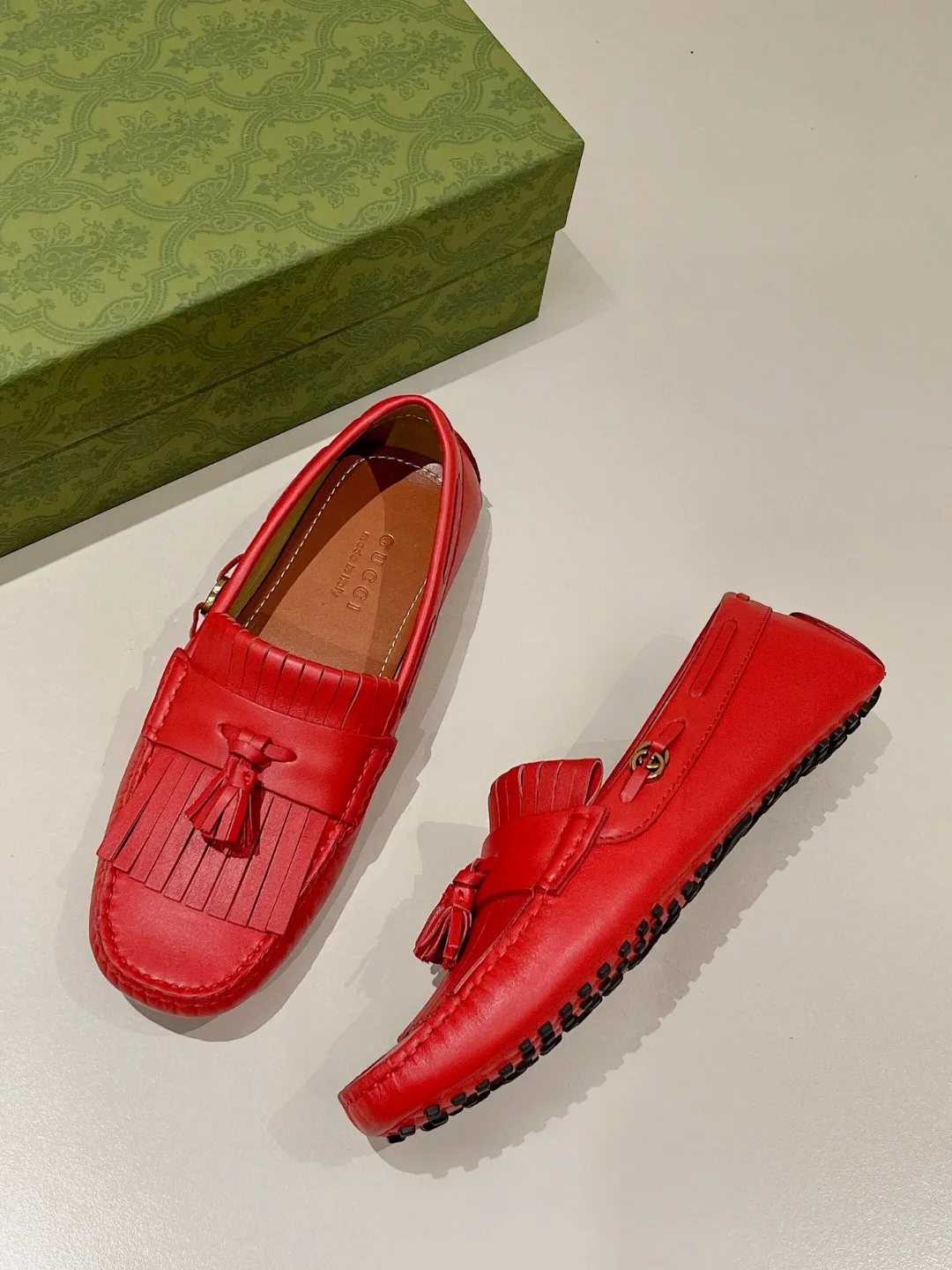 Gucci Men’s Loafer With Driver Interlocking G Red - Image 8