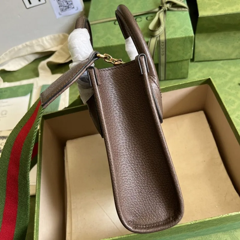 Alternative view of Gucci Jumbo GG Mini Tote Bag / Camel And Ebony Jumbo Canvas Gold Hardware