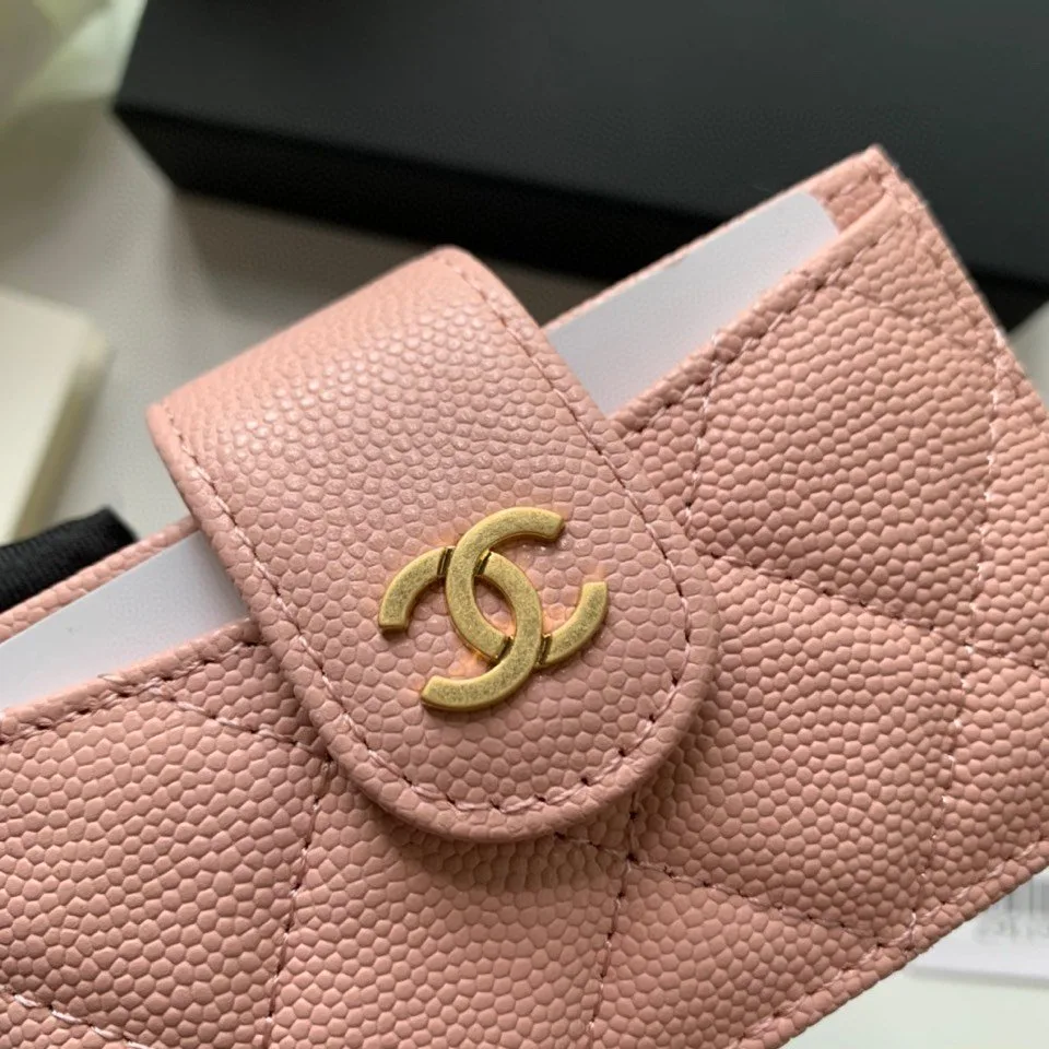 Chanel CO-CO Card Holder Wallet Pink Gold Toned Hardware / - Image 4