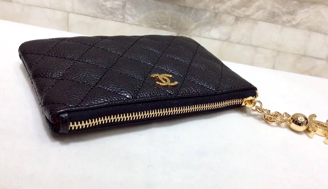 Chanel CO-CO Classic Mini Pouch Wallet / Gold Toned Hardware Black - Image 4
