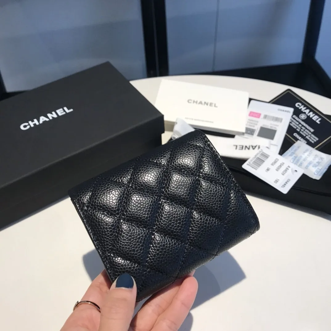 Chanel CO-CO Classic Card Holder / Silver Hardware Black - Image 4