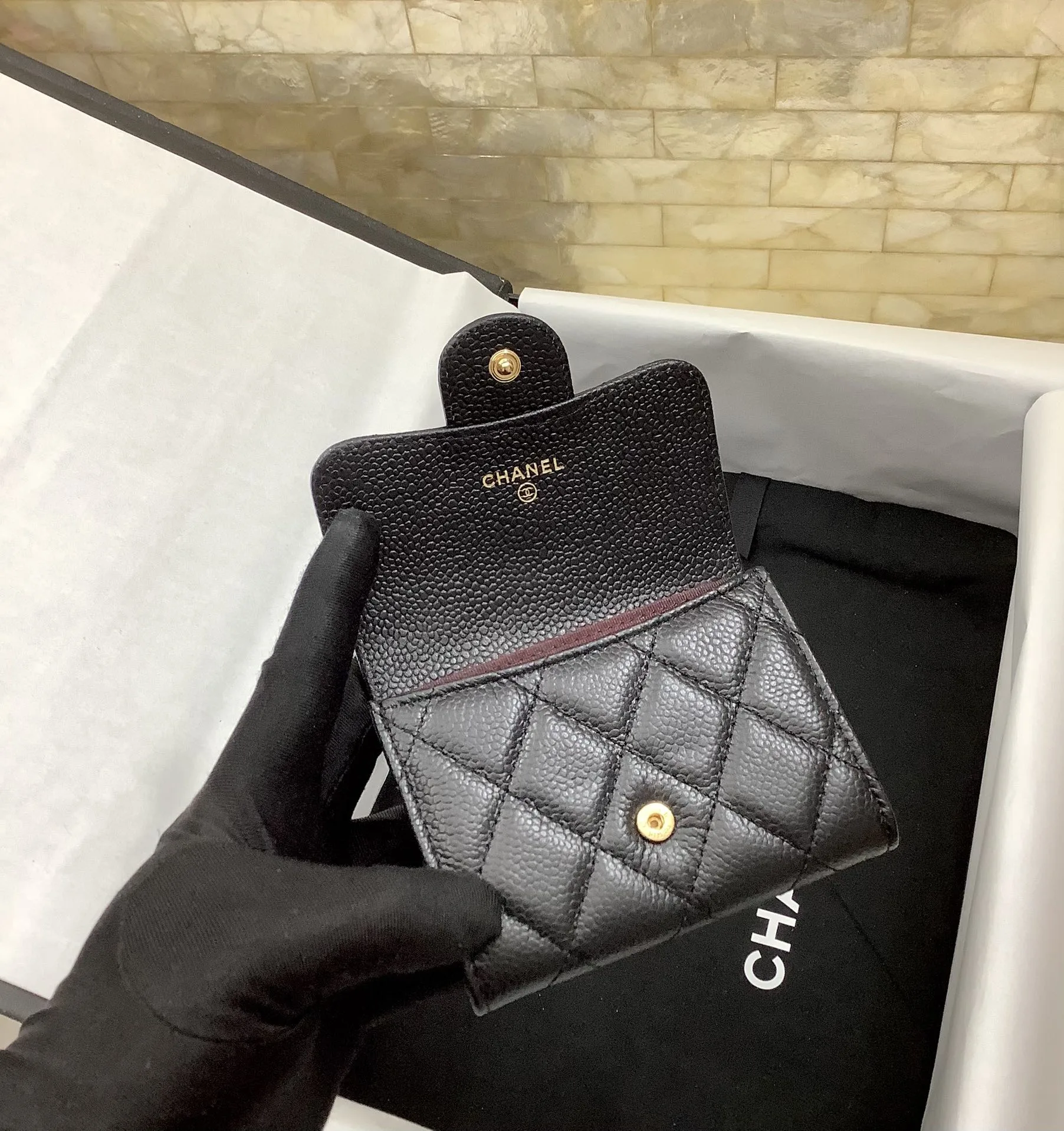 Chanel CO-CO Classic Card Holder Black Gold Hardware / - Image 3