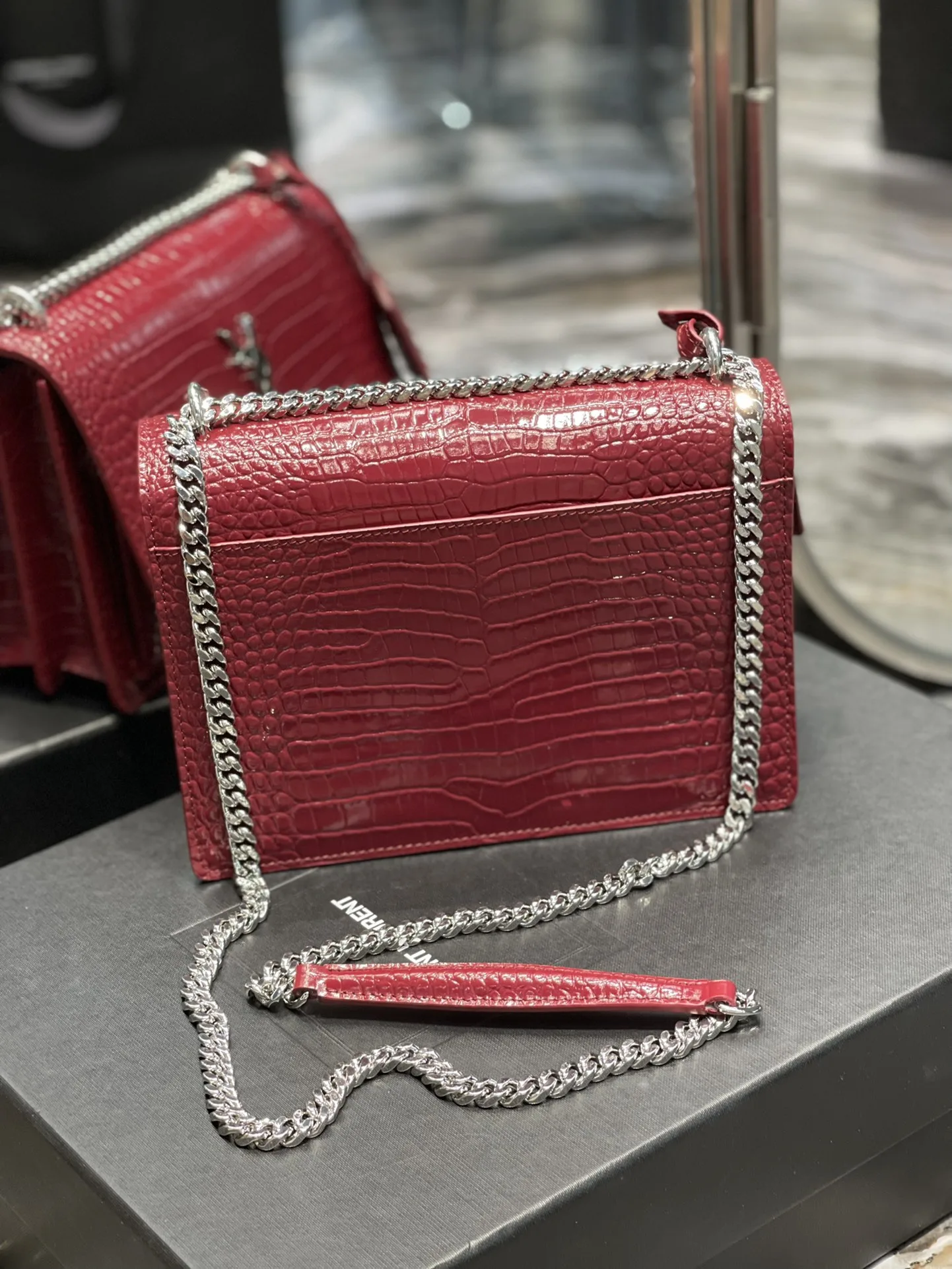 Saint Laurent Sunset Medium Chain Bag Red / YSL - Image 4