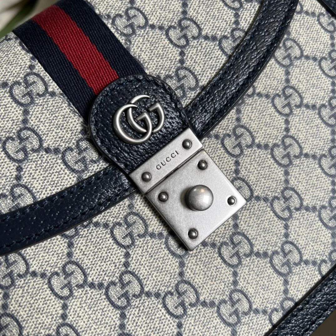 Gucci Ophidia Small Top Handle Bag / Beige Supreme Canvas Silver Hardware - Image 8