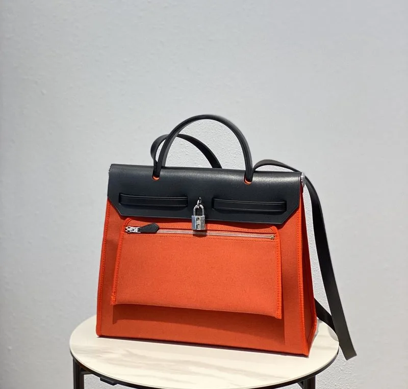 Hermes Herbag Zip Bag Red, Silver Toned Hardware Bag - Image 6