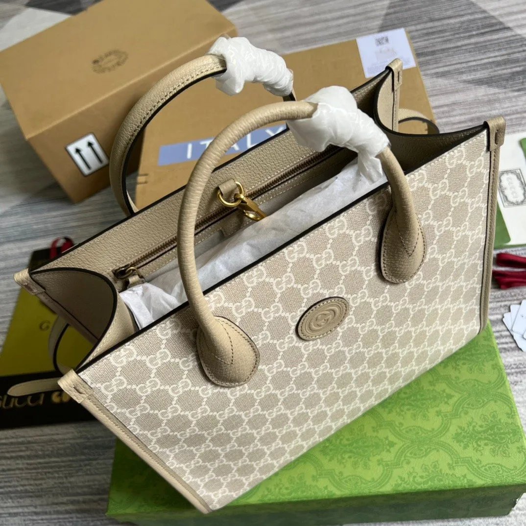 Alternative view of Gucci Small Tote Bag With Interlocking G Beige